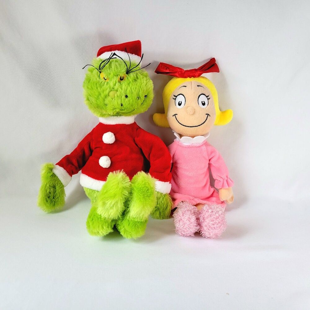 Manhattan Toy Cindy Lou + The Grinch 12" Plush Set Dr. Seuss 2016 Christmas Lot